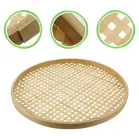 18/22/26/30/cm Hand Woven Bamboo Sieve Prforated Fried Food Fruit Dim Sum Dish Handicraft  Storage Basket 3