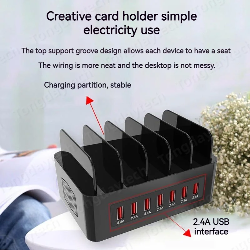 100W 멀티 USB 충전기 스테이션 QC3.0 USB 유형 C 삼성 Iphone 15 14 13 Pro Max Carregador 용 고속 충전 Cargador 스탠드