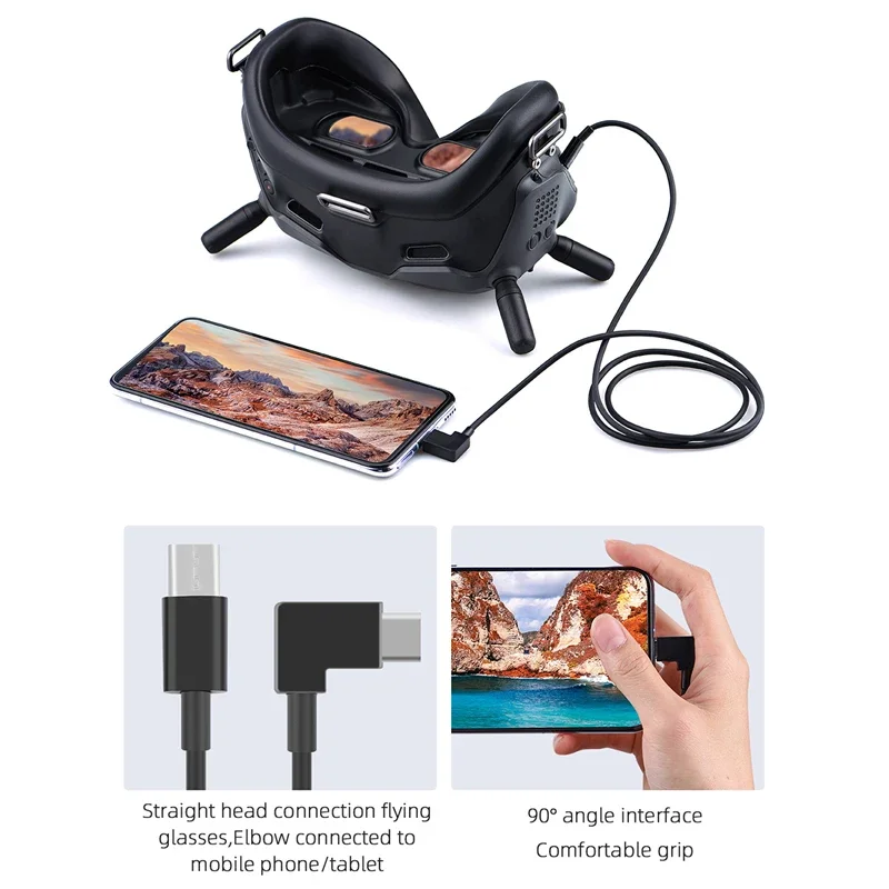 Câble DJI Avata 2 FPV V2 USB-C vers iOS/Type-C pour smartphone tablette
