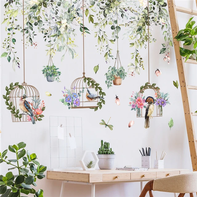 Feuilles vertes plante Stickers muraux décalcomanie pépinière décor Art  Mural pour la maison