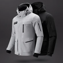 

Men's Multi Pockets Jacket Lightweight Waterproof Breathable Windbreaker Mountaineering Hooded for Outdoor Classic Coat
