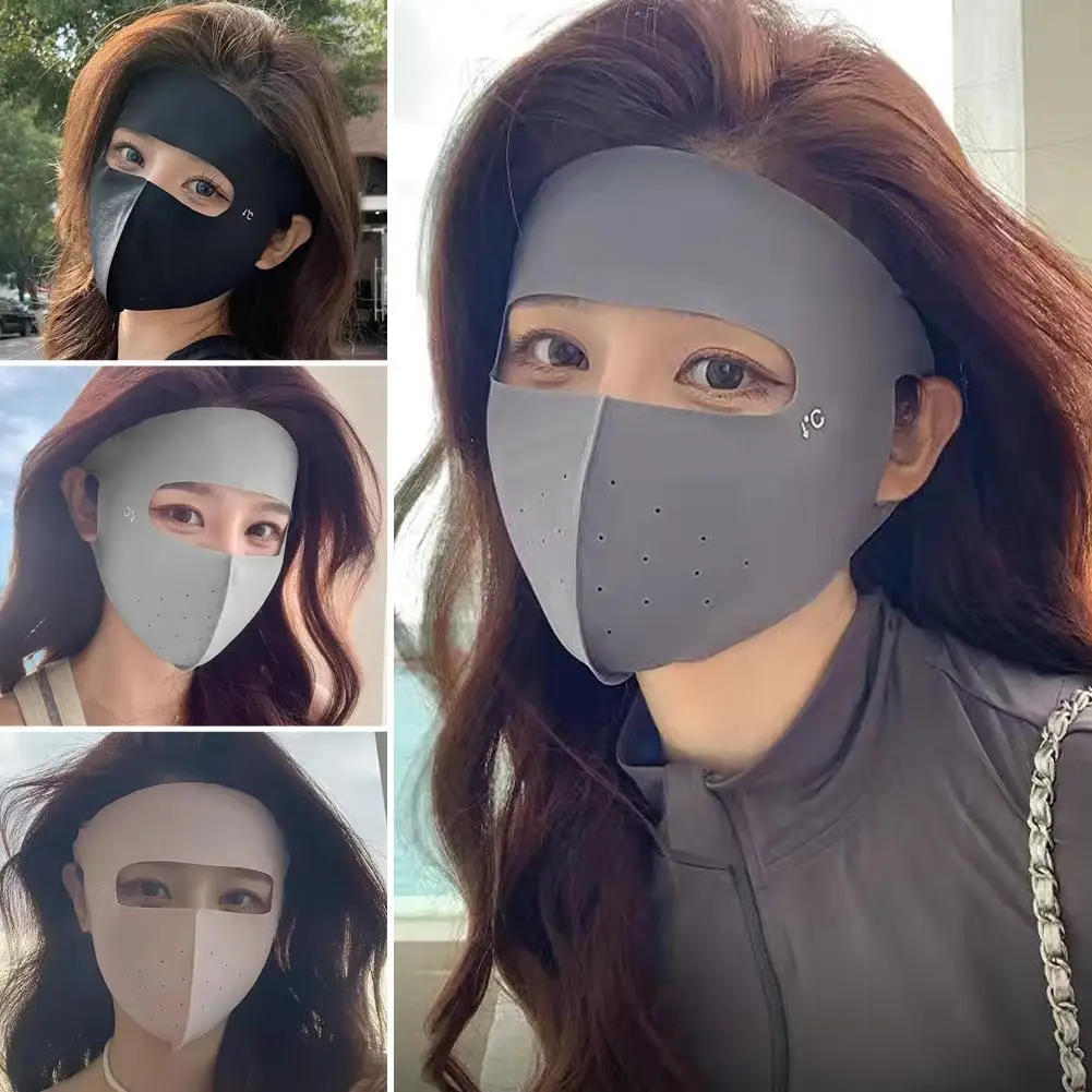Women's Breathable Ice Silk UV Protection Face Mask, Reusable Outdoor Sunscreen and Dustproof Cover
