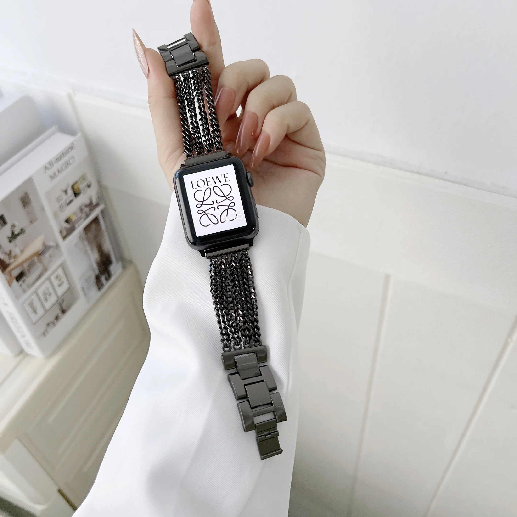 Metal Strap For Apple watch 45mm 41mm Series 8 7 Stainless Steel Link Bracelet Wristband For iWatch 6 5 4 SE 44mm 40mm 42mm band