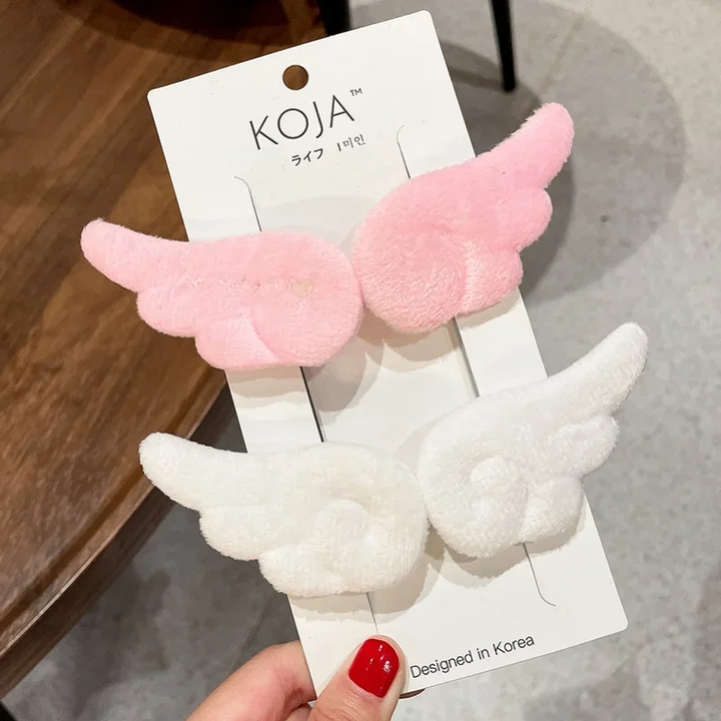 Set of 2 Adorable Angel Wing Plush Hairpin Accessories