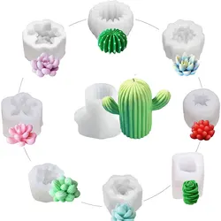1PC Candle Mold Succulent Silicone Candle Mold Cactus Resin Mold 3D Plant Mold for DIY Handmade Soap Candle Cake Decor