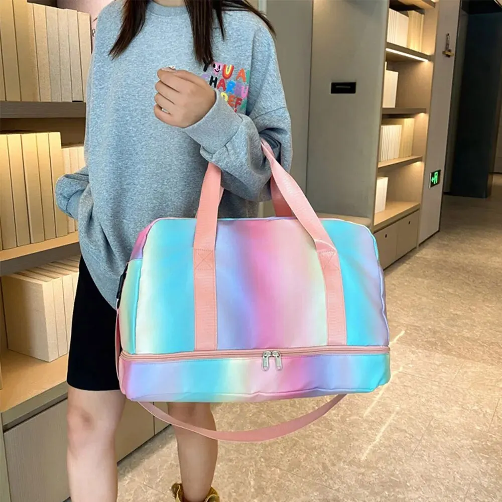 Rainbow Gym Bag Travel Fitness Outdoor Shoulder Sports Student Bag Daily Dry Wet Handbags Duffel