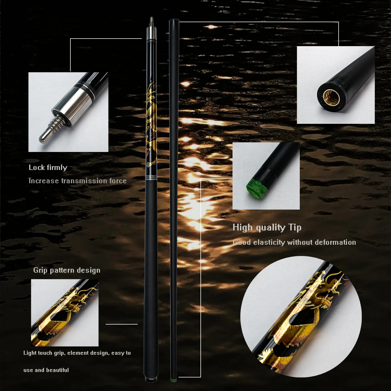 Carbon Billiard Cue Set with 12.5mm Tip for Nine Ball and Carom Complete Equipment for Professional Performance 4 PCs