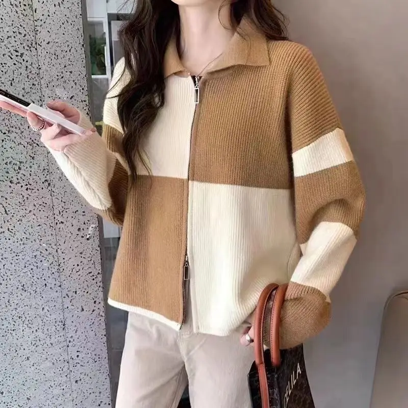 

Cardigan Female 2023 Spring and Autumn Soft Glutinous Small Fragrant Coat for Women Loose and Slim Zipper Knit Sweater Cardigan