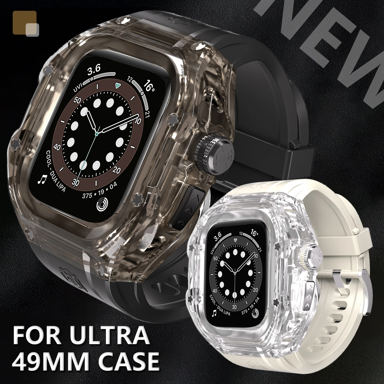 수정 키트 투명 보호 케이스 및 TPU 스트랩, 애플 워치 울트라 49mm 스테인레스 스틸 버클 밴드, 아이워치 울트라 2