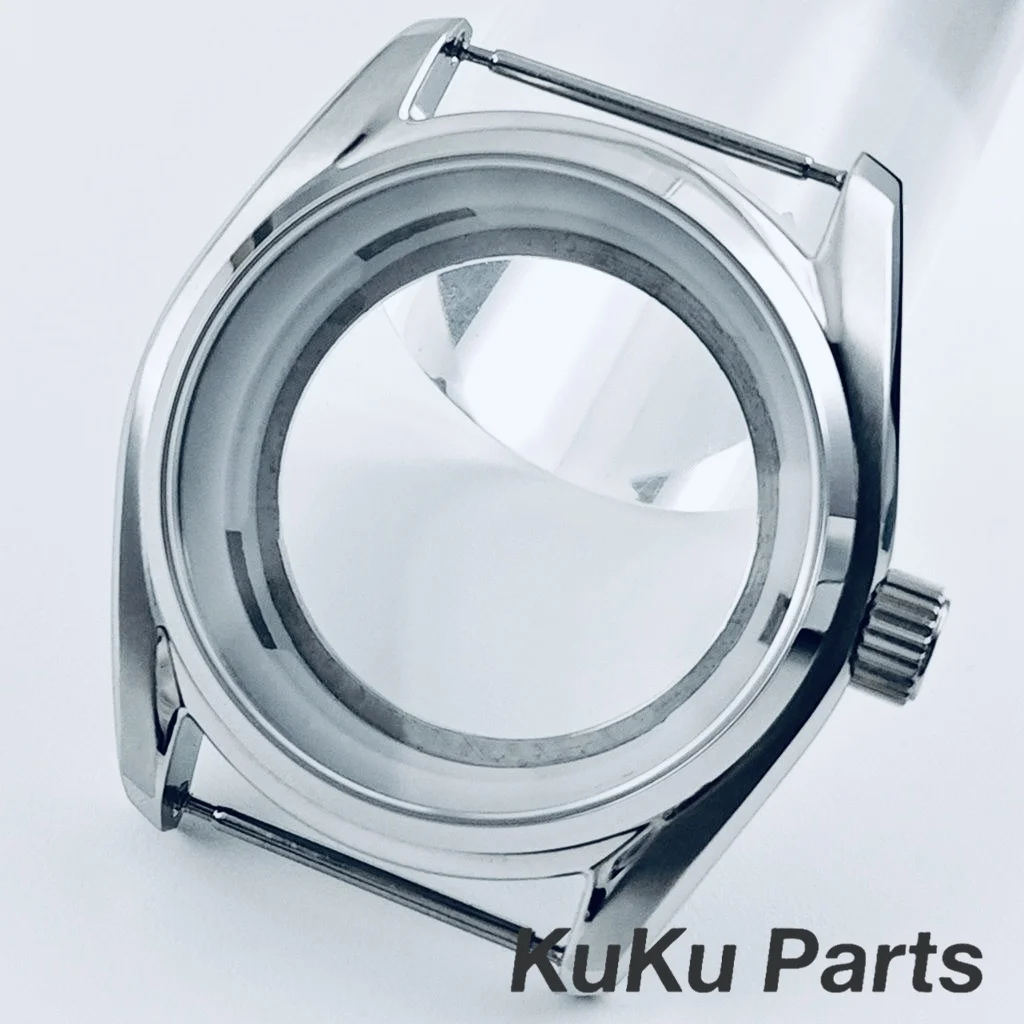 Silver Sapphire Crystal Watch Case with 33.5mm Dial Compatibility