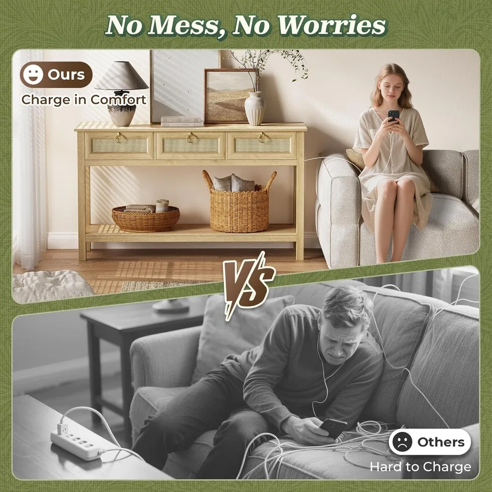 Rattan Console Sofa Table 5