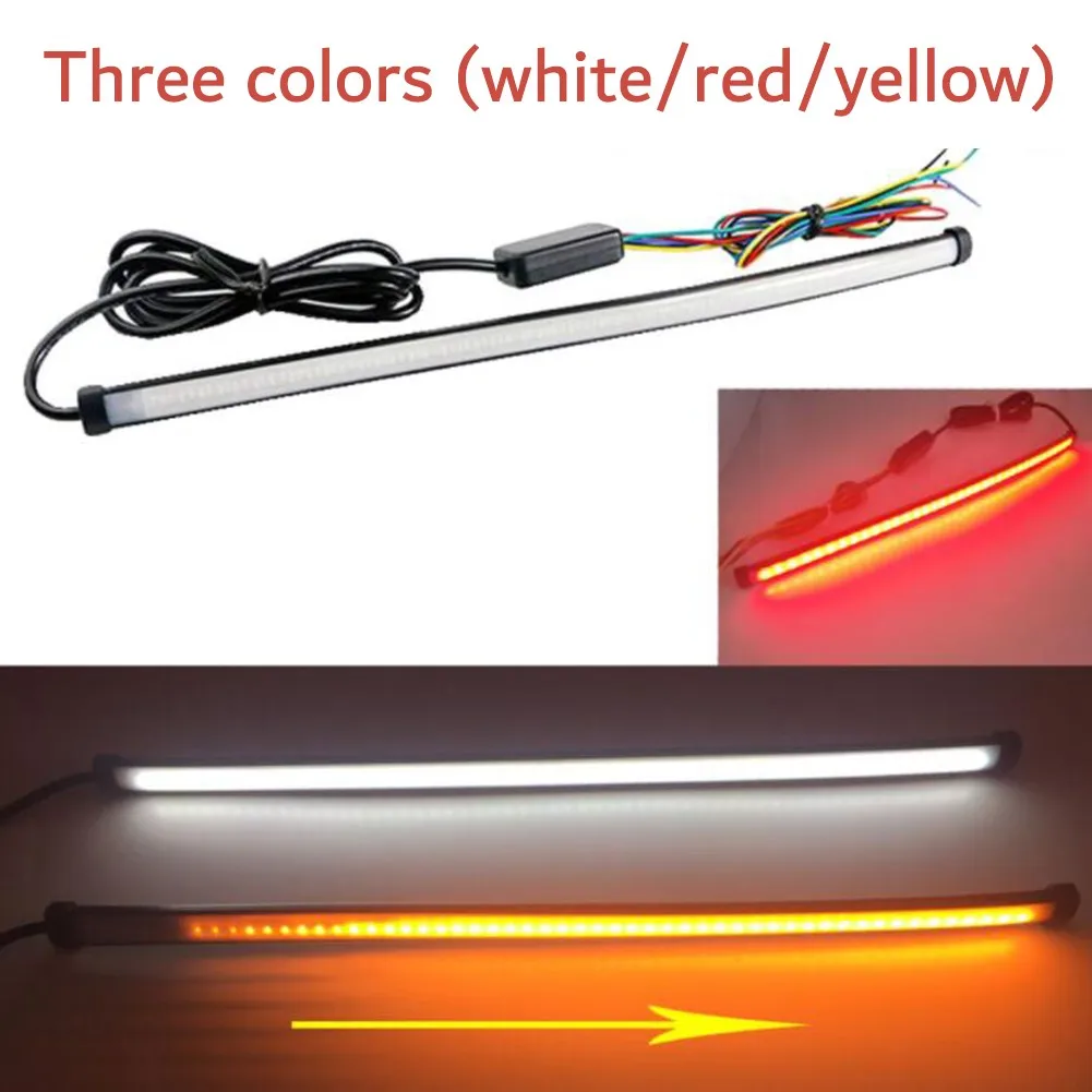 

1pc 30cm Motorcycle LED Flowing Lights Strip Sequential Switchback Tail Brake Turn Signal 12V Motorcycle Signal Lamp Three Color