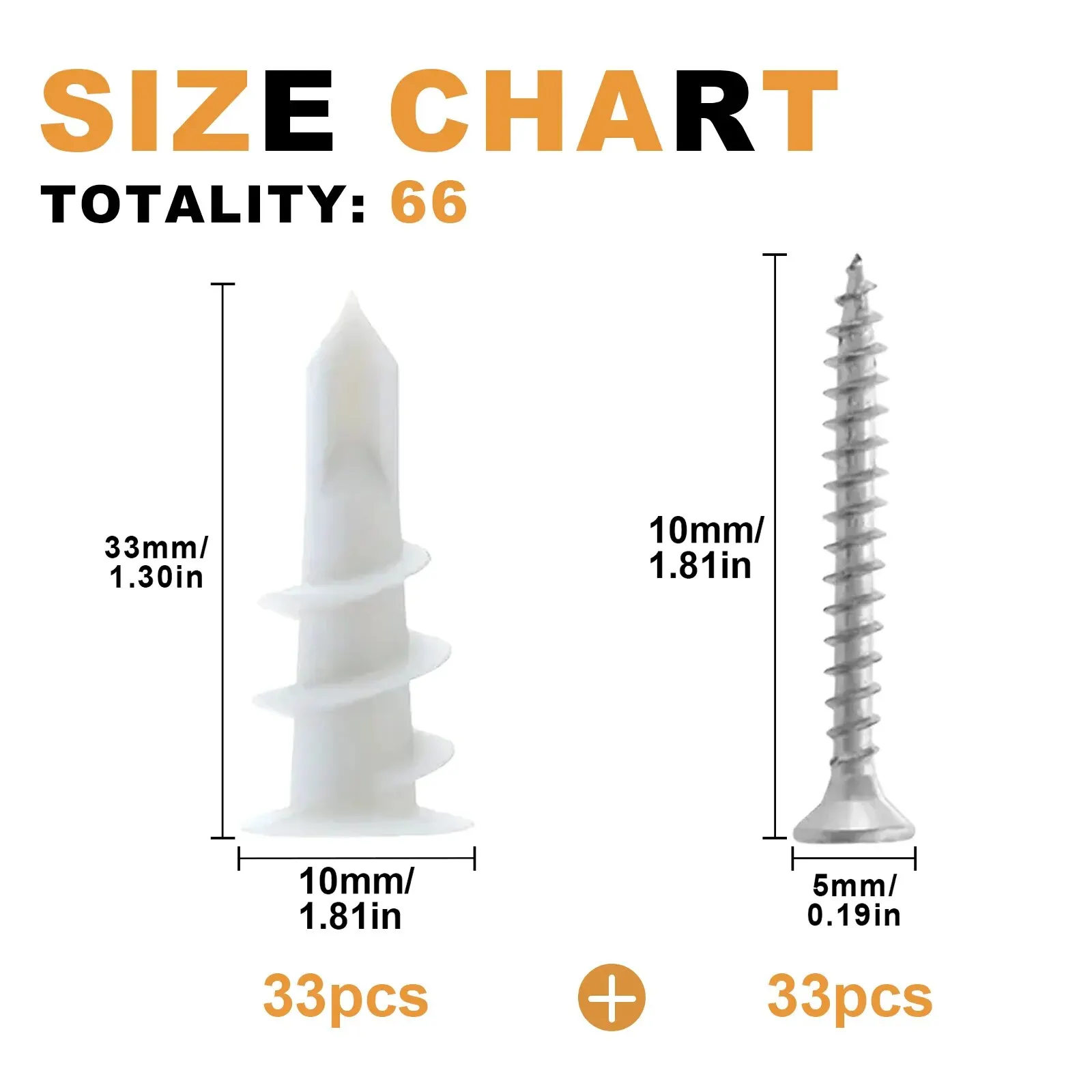 Drywall Anchoring Kit Drywall Anchors 66 White Nylon Drywall Anchors And Screws Threaded SLATE Anchors Suitable For Suspension Installation