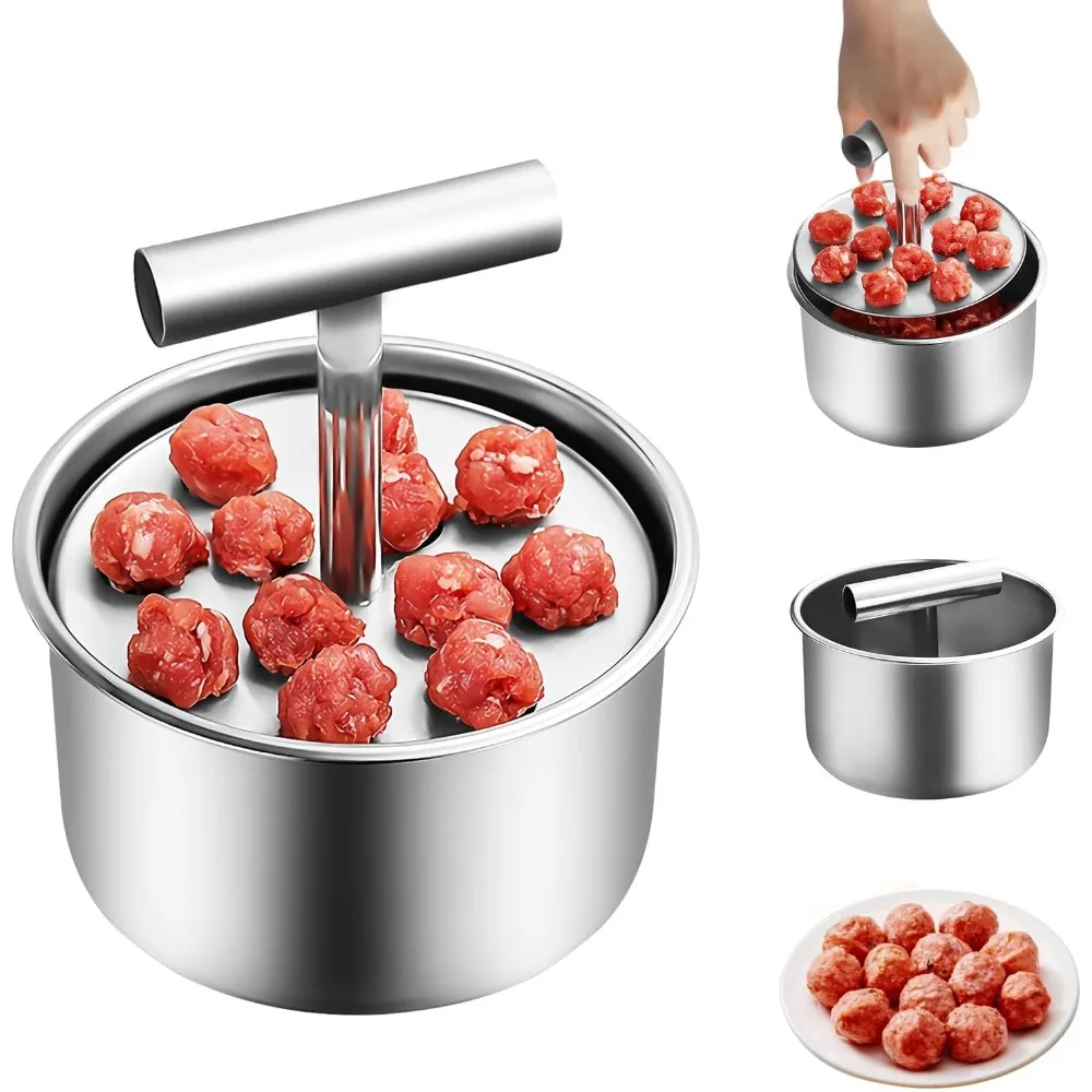 Meatball maker tool stainless steel 6pc press-type mold ergonomic handle dishwasher safe restaurant/home kitchen use