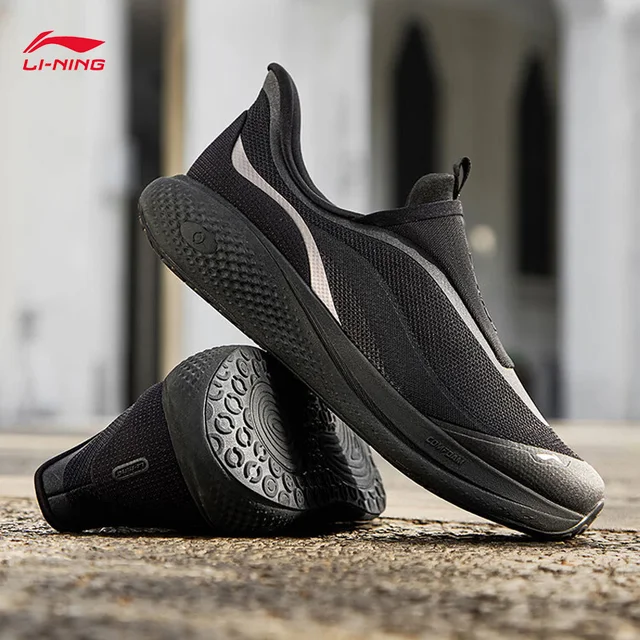 LI-NING SOFT GO 3 SLIP ON Chaussures de marche pour hommes, confortables, à talon épais, décontractées, sportives, design à enfiler, AGLW009 1