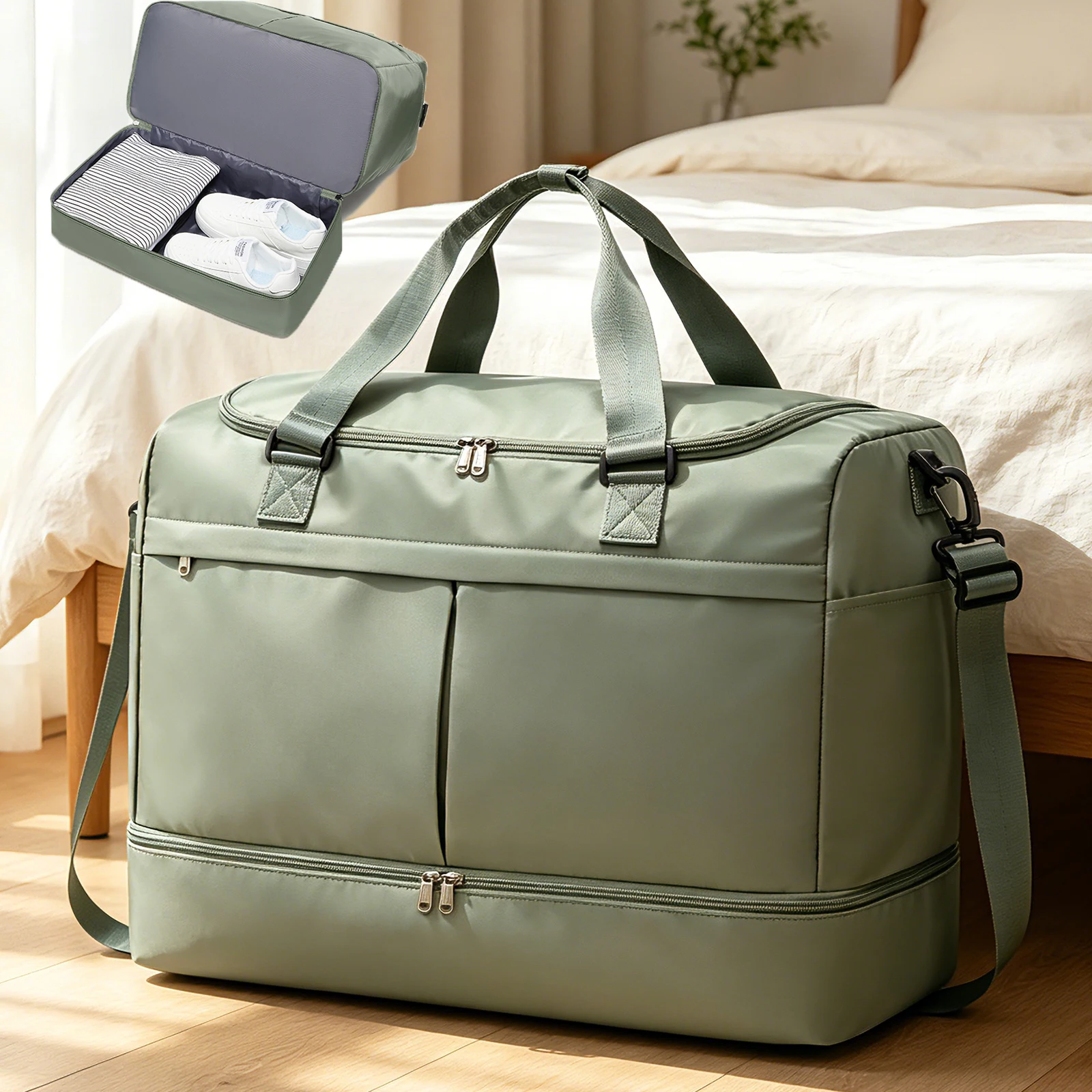 Borsa da Viaggio Grande, Borsa da Trasporto con Scomparto per Scarpe, Borse da Weekend per Donne, per Viaggi, Lavoro, Sport, Ospedale