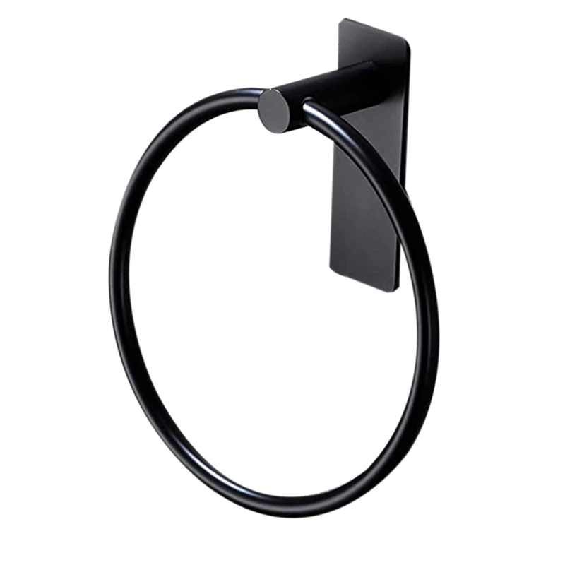 

Towel Ring/Hand Towel Holder - Self Adhesive Round Towel Rack Hand Towel Bar for Bathroom, Stainless Steel Black
