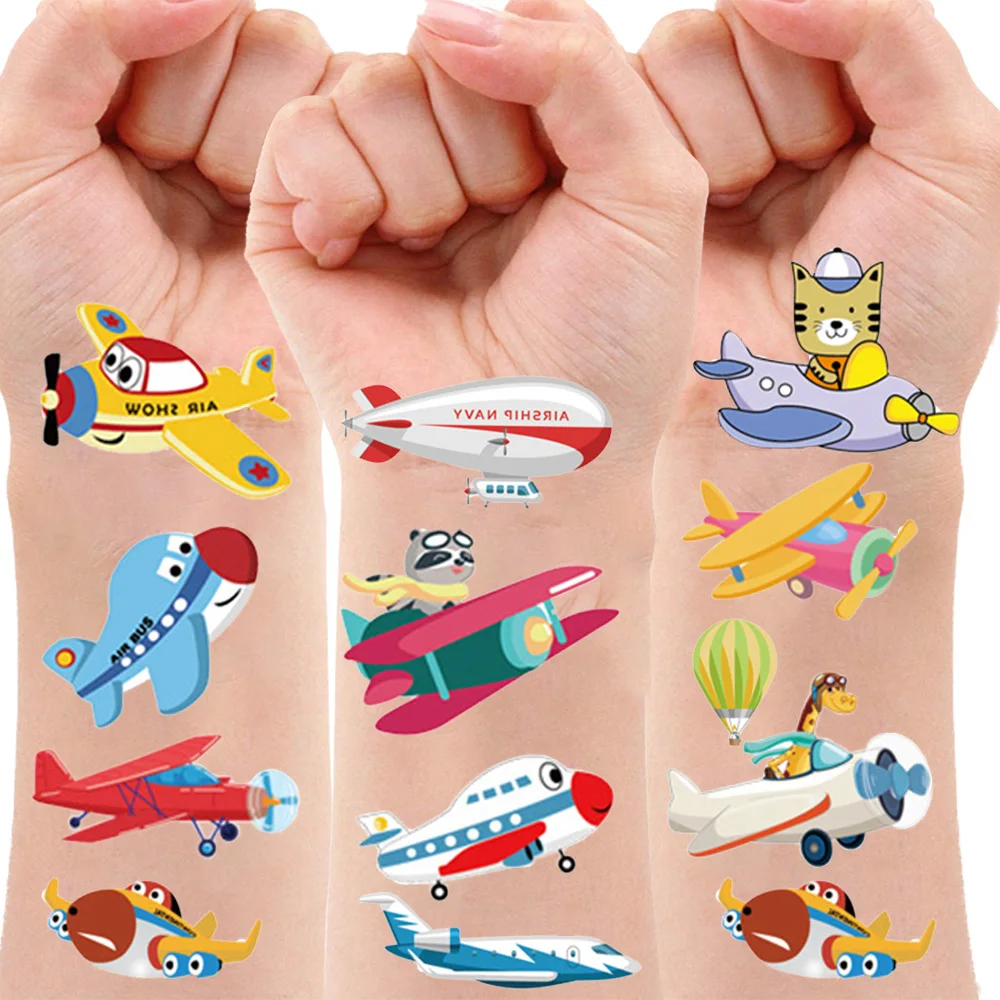 

10Pcs Airplane Temporary Tattoos Birthday Party Jet Decorations Tattoo Stickers Classroom School Rewards Kids Boys Girls Gifts