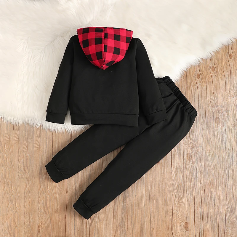 

Детский комплект из 2 предметов, свитшот с длинным рукавом и капюшоном и эластичные брюки, осенняя одежда для младенцев