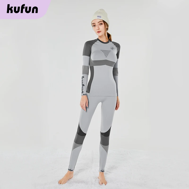 Kufun 스키 이너 웨어 속옷, 속건성 겨울 스포츠, 남성 스노보드 보온 여성 피트니스 러닝 성인 타이트 셔츠 재킷
