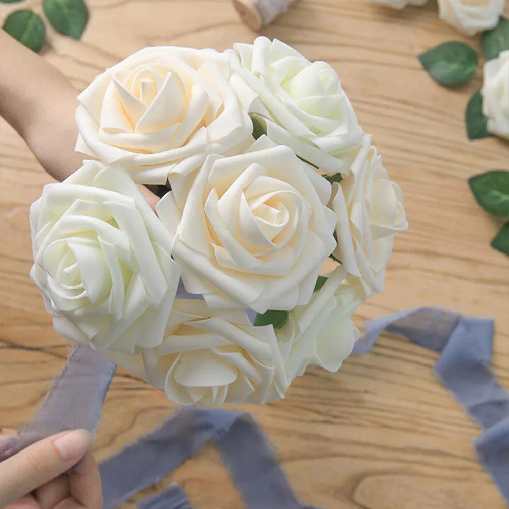 Artificial Roses 25pcs Foam Fake Wedding Bouquets Centerpieces Mothers Day Valentines Gifts Party Decoration