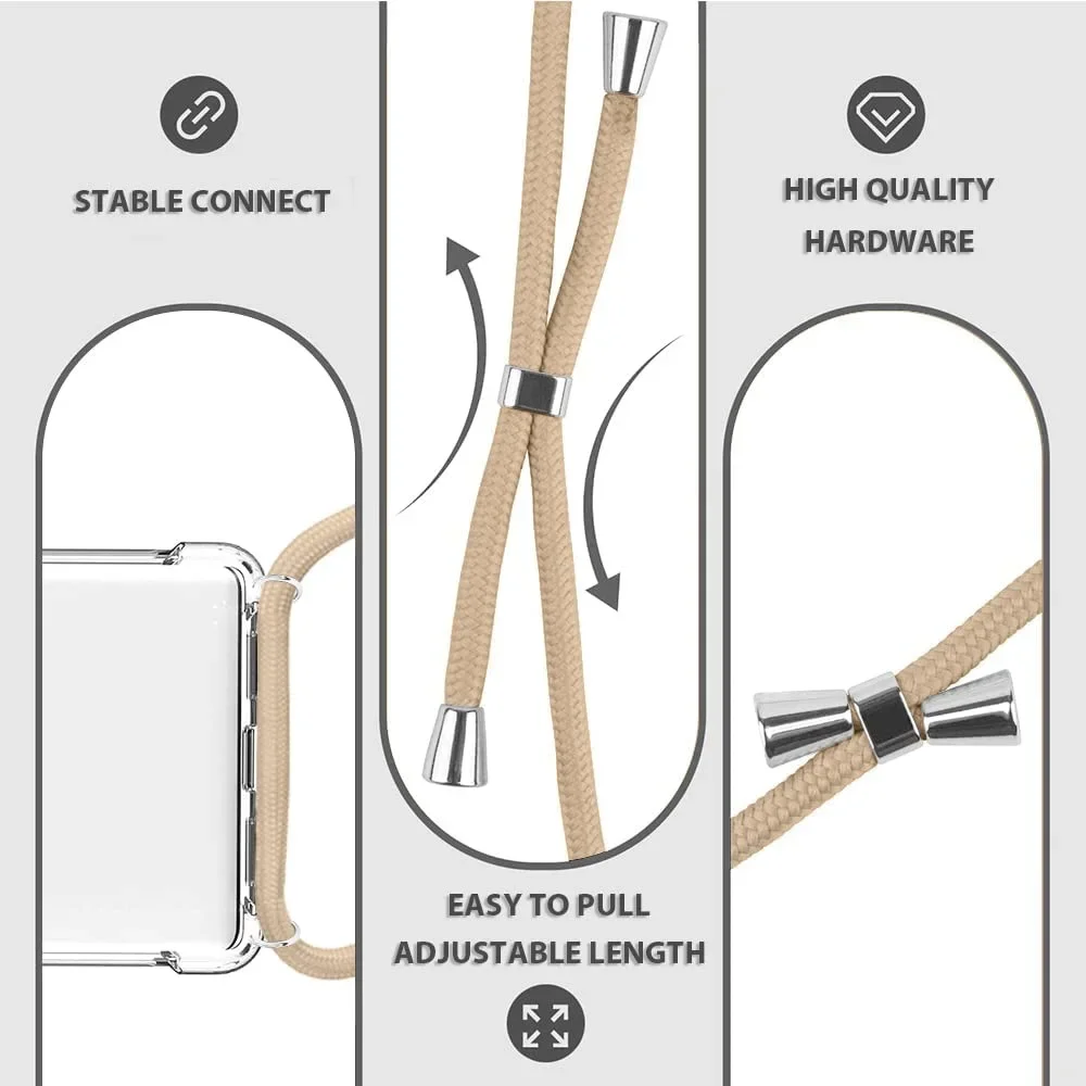 Versatile Shockproof Phone Case with Adjustable Strap Cord Chain - Soft Protective Lanyard