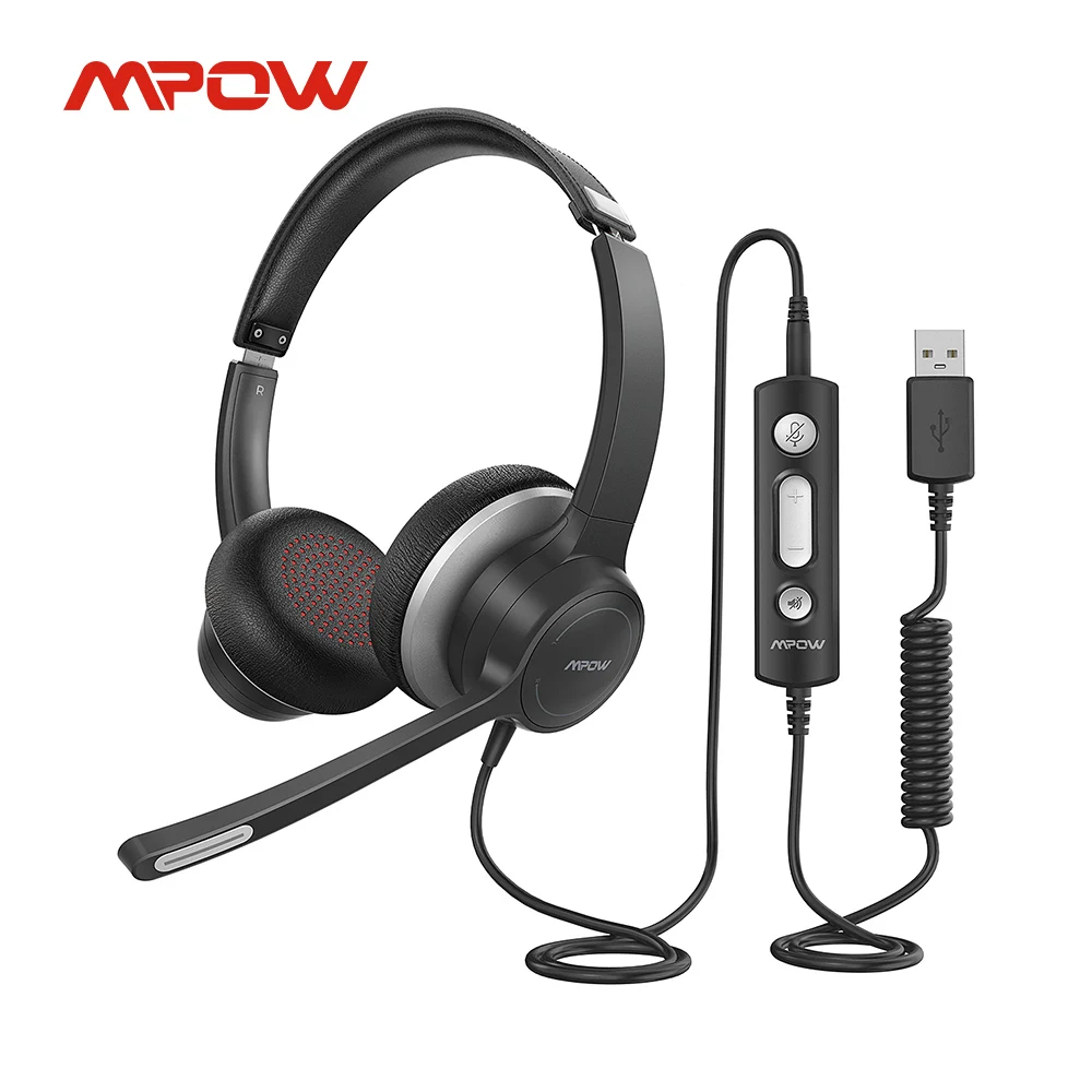 Mpow HC6 USB Wired Headset/ 3.5mm Computer Headset with Microphone In-line Control Headphone For Call Center Skype PC Cellphone