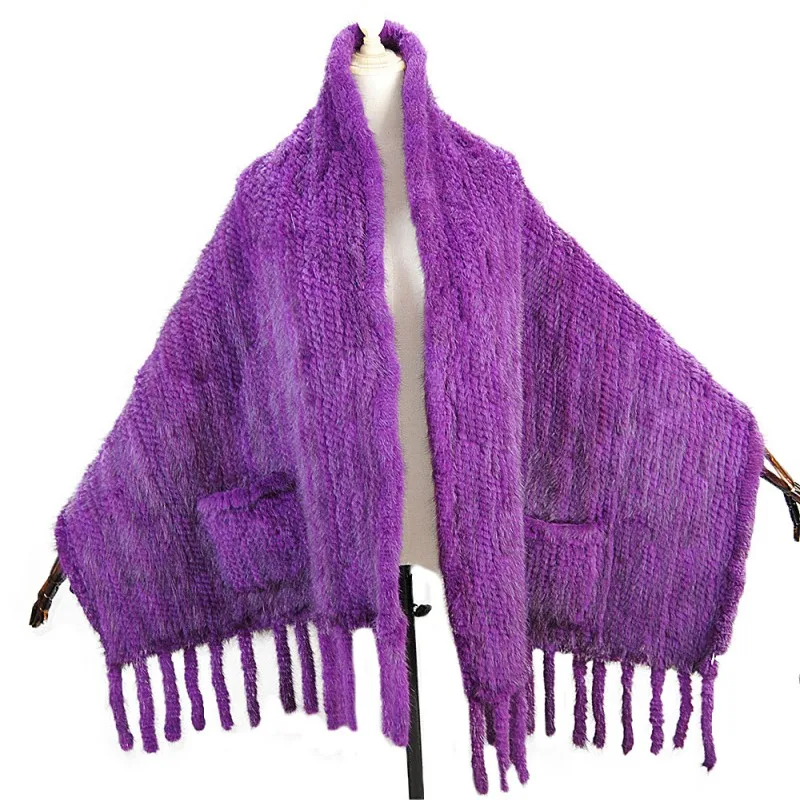 

2023 Lady Luxury Authentic Mink Fur Shawl Scarf Winter 100% Natural Mink Fur Real Scarfs Shawl Fashion Genuine Mink Fur