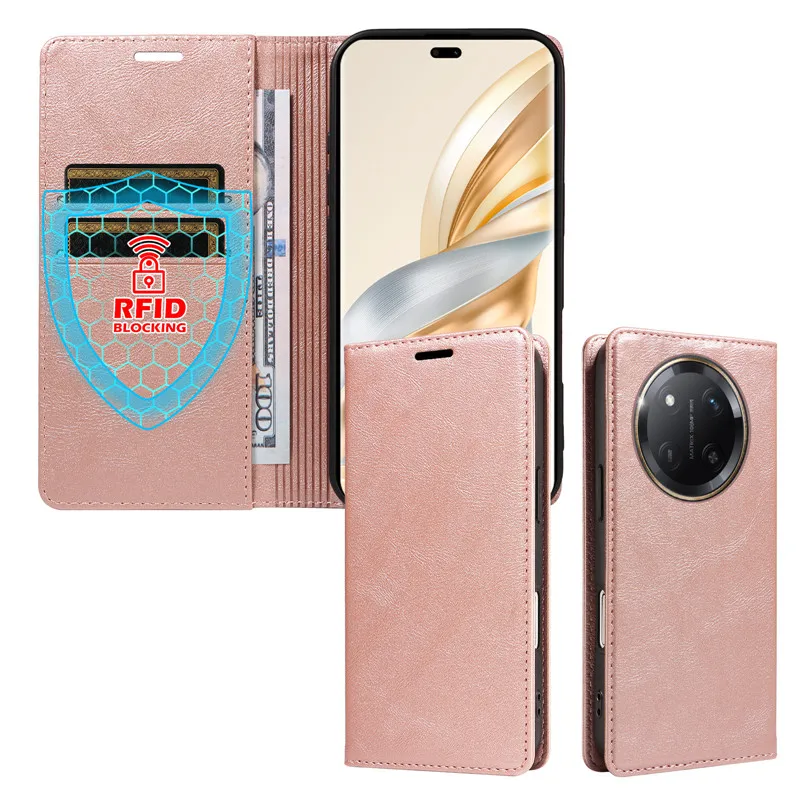 Premium Flip Wallet Case: Double Folding Design with Anti-theft Technology and Magnetic Closure