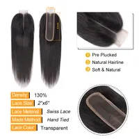 2x6 Closure Human Hair Newmi Transparent 2x6 Lace Closure Pre Plucked Straight Hair Natural Color Kim Lace Closure Extensions 2