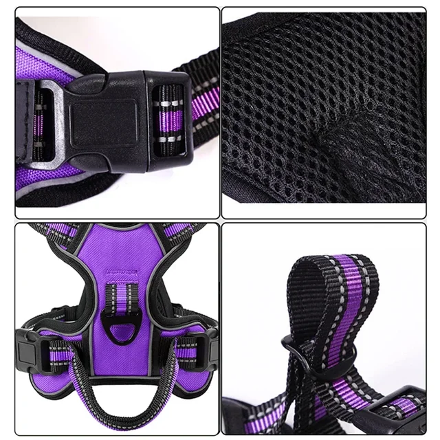 Adjustable Nylon Dog Harness Vest Reflective Soft Breathable No Pull Dog Harness Pet Harness Leash For Small Large Dogs 3