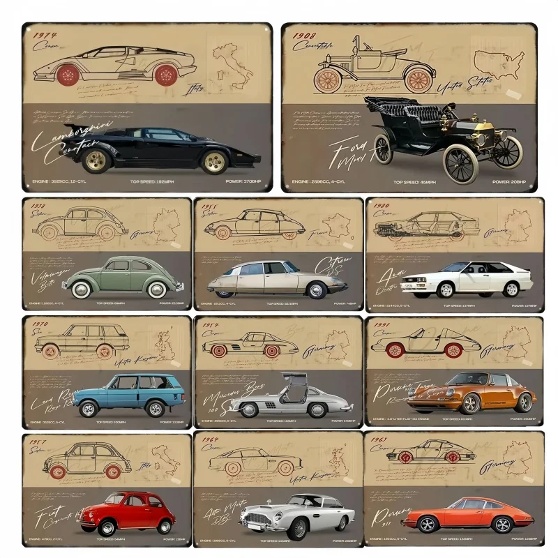 Metal Tin Sign Classic Car SUV Board Poster Vintage Decorative Wall Plate Garage Bar Tinplate Signs Shabby Plaques Home Decor