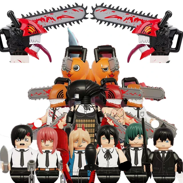 KT1067 Chainsaw Man Anime Denji Pochita Power Electric Times Beam Tolka  Angel Building Blocks Mini-Figures Kids Toys