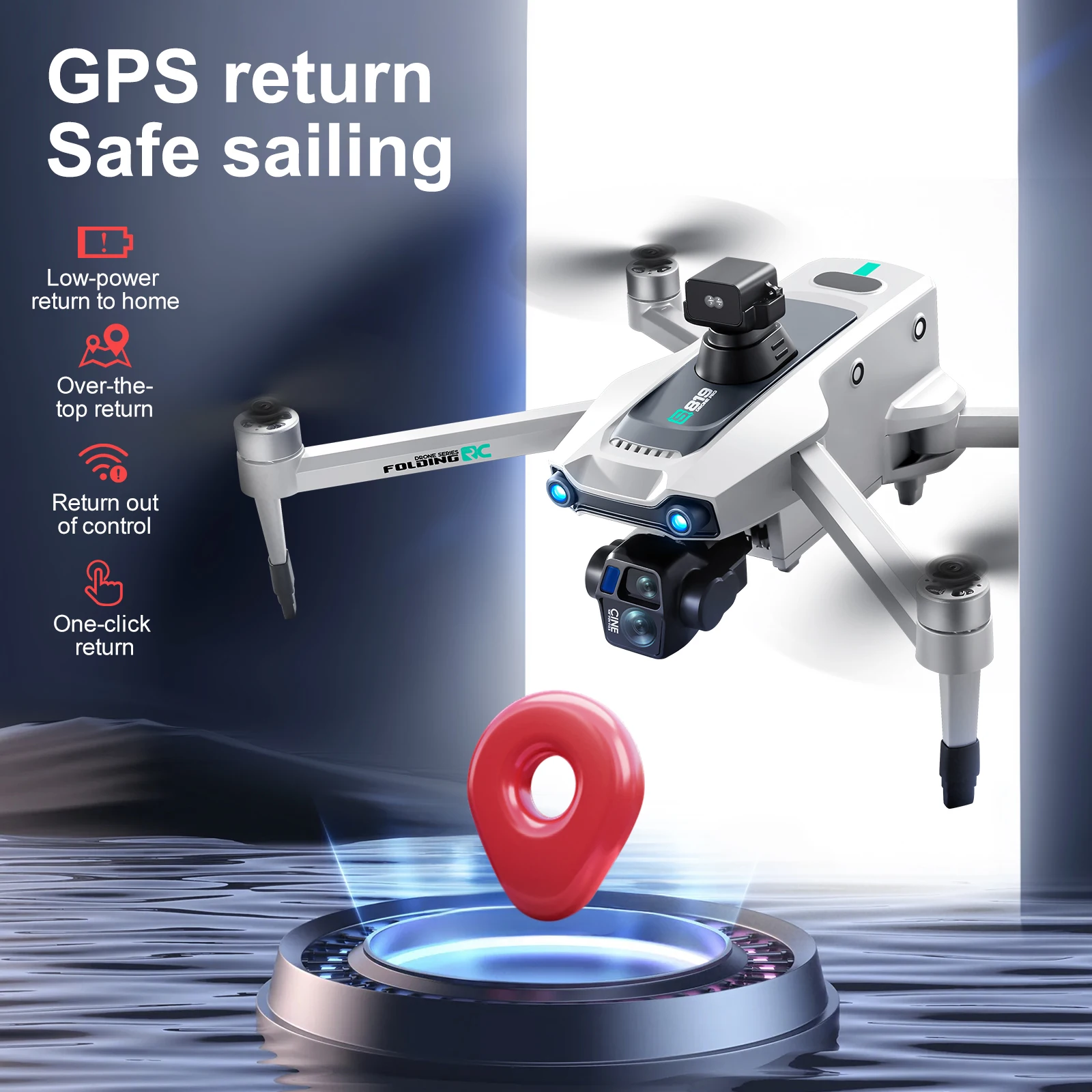 S819 Mini Drone ejes cardán 6KM GPS 8K cámara profesional Drones