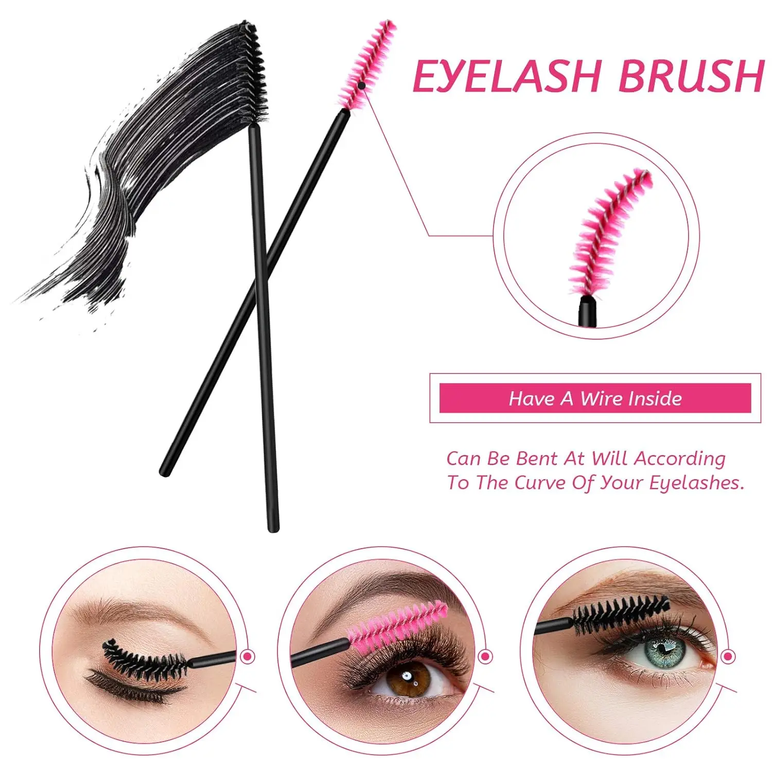 300 Pieces Makeup Applicators Tools Kit, Include Disposable Eyeliner Brushes Wands Eyelash Brush Lip Wands with Organizer Box