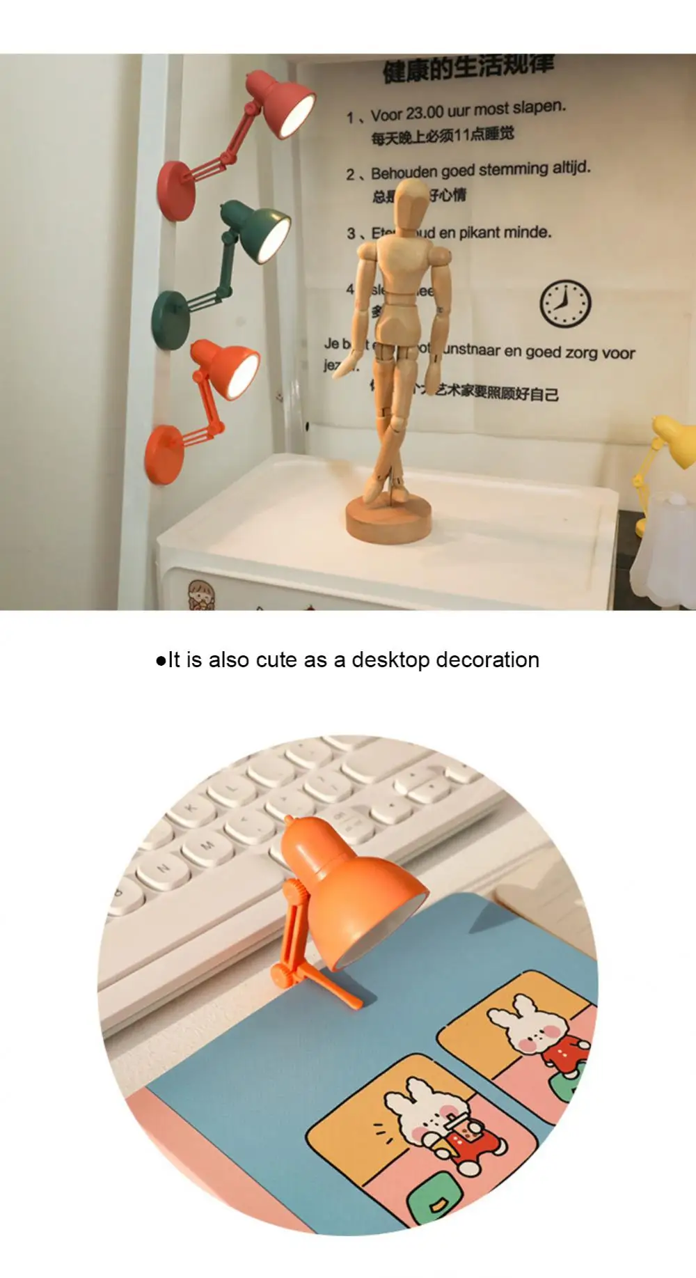 Description Picture 5 of itemMini LED Desk Lamp Creative Small Book Light Bedroom Night Light Mini Book Clip Light Warm Light Eye Protection Small Table Lamp