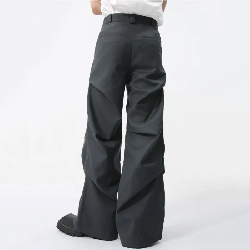 Summer Men Vintage American Style Business Casual Suit Pants Y2K High Street Pleated Design Sense Drape Pants