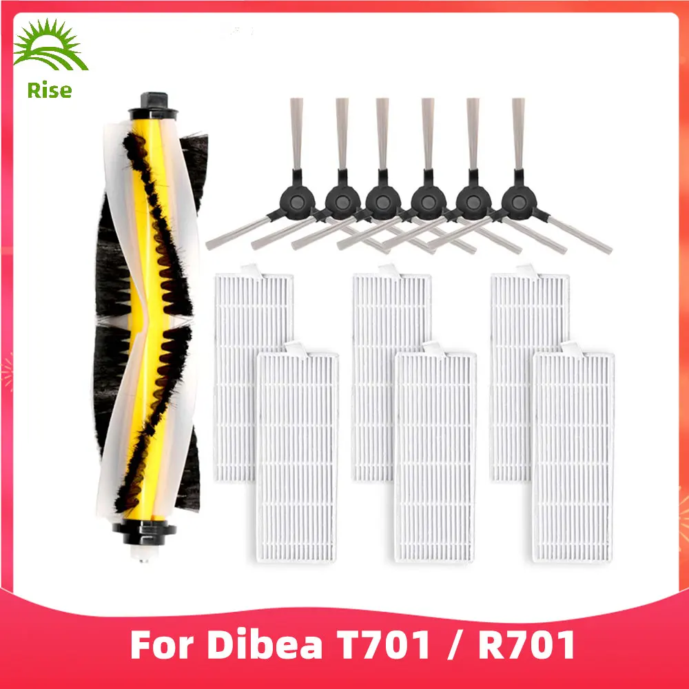 

For Dibea T701 / R701 Robot Vacuum Roller Main Side Brush Hepa Filter Mop Cloths Spare Part Accessory