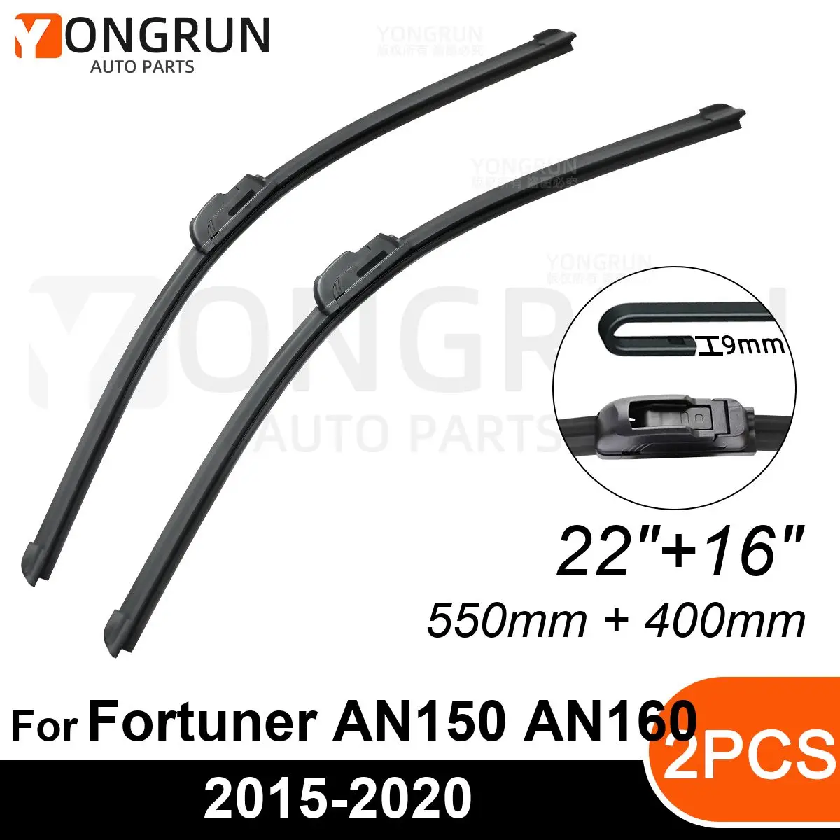 

Front Wipers For Toyota Fortuner AN150 AN160 2015-2020 Wiper Blade Rubber 22"+16" Car Windshield Windscreen Accessories 2019
