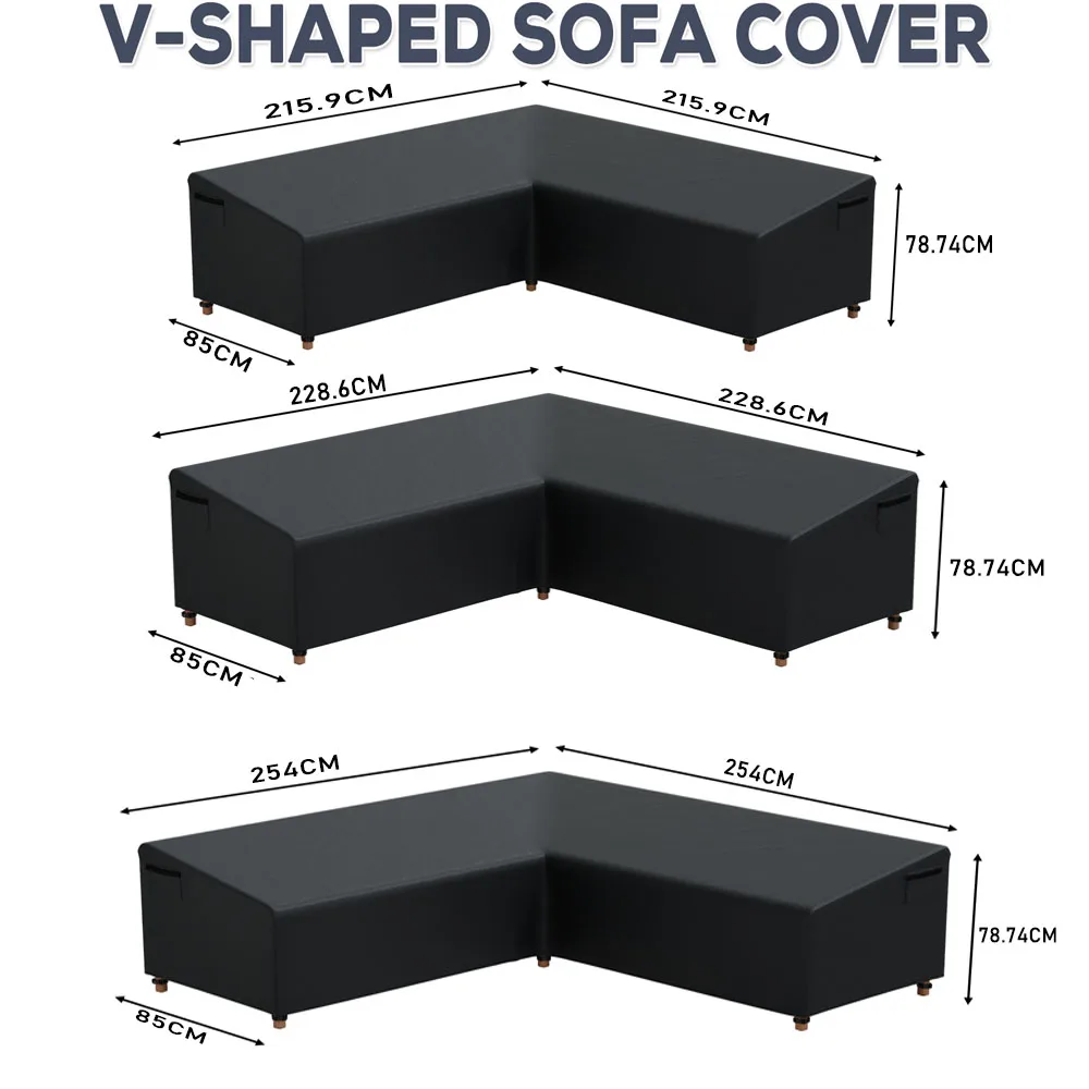 420D Outdoor V-Shaped Heavy Sofa Cover Duty Sectional Lawn Patio Furniture Cover Waterproof Sturdy  Patio Sectional Couch Cover 4