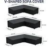 420D Outdoor V-Shaped Heavy Sofa Cover Duty Sectional Lawn Patio Furniture Cover Waterproof Sturdy  Patio Sectional Couch Cover 4