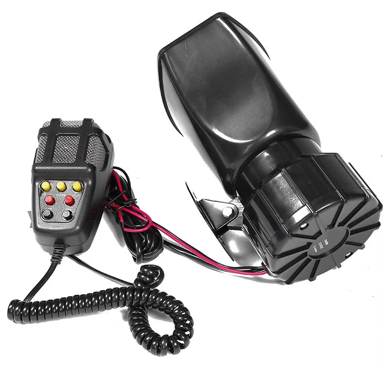 7-Sound Loud Car Warning Alarm Police Fire Siren Air Bugle PA Speaker 12V Siren Air Horn Megaphone Car Horn 110DB
