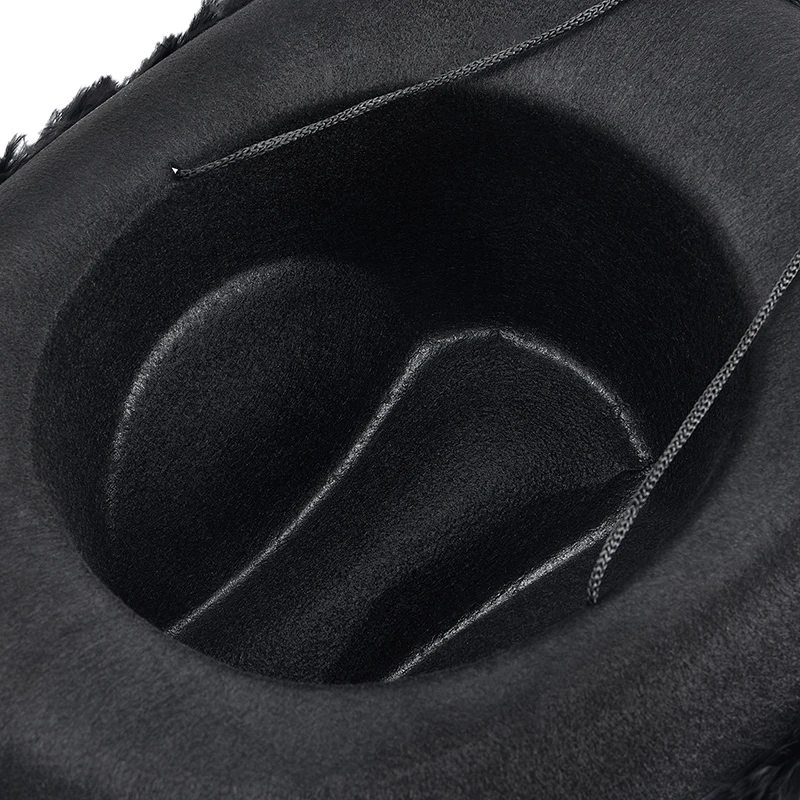 Women's Cowboy Hats Adult Solid Color Furry Trim Wide Brim Hat for Dating Party Outdoor Camping Christmas Decorations