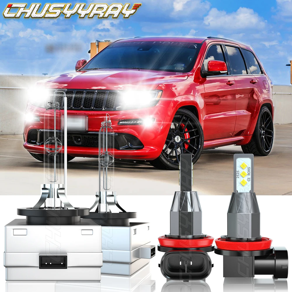 

CHUSYYRAY Car lights Compatible For Jeep Grand Cherokee 2014-2017 4x D3S H11 HID Headlight High/Lo LED Fog Light Car accsesories