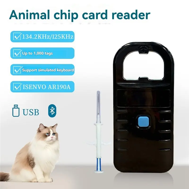 AY14 - 동물 스캐너 134.2Khz/125KHZ 동물 ID 리더 USB+블루투스 애완동물 칩 스캐너 EMID/FDX-B ISO11784/85 지원