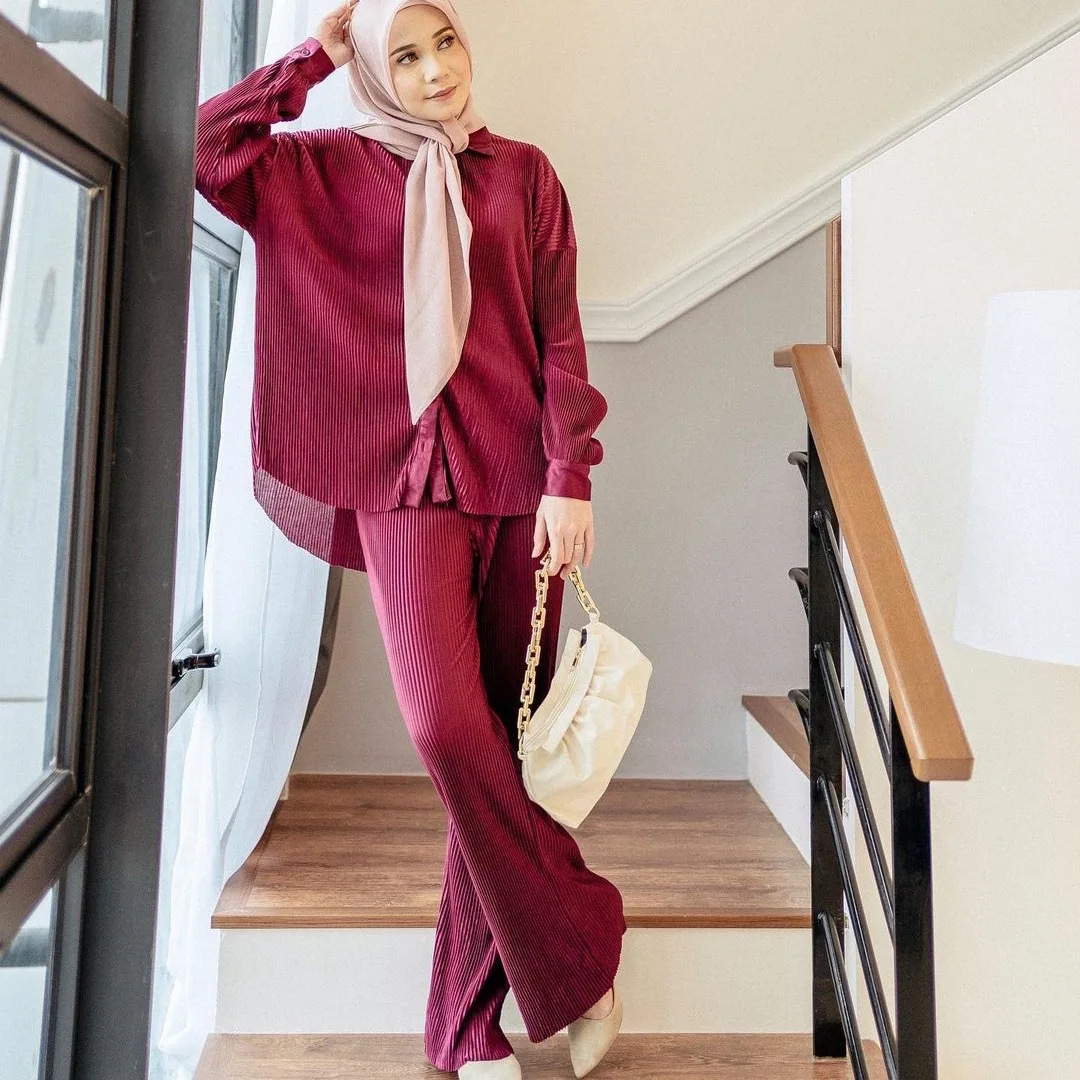 Roupas muçulmanas duas peças conjunto khimar dubai