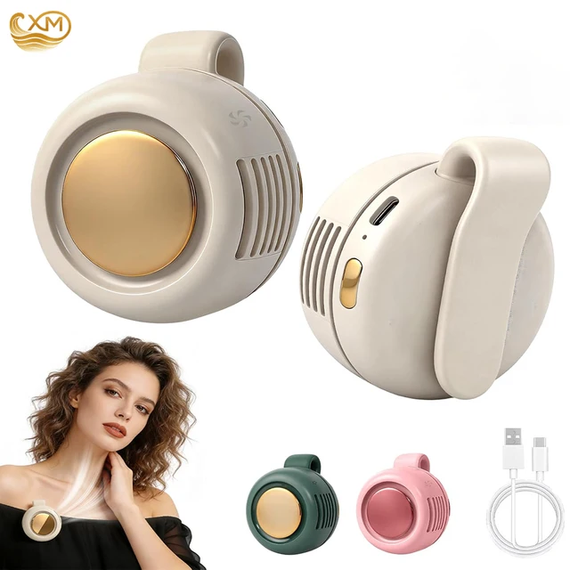 Ventilateur portable silencieux sans pales, mini-ventilateur à clipser pour chemise, taille réglable, 3 vitesses, ventilateurs suspendus à tourbillon 1