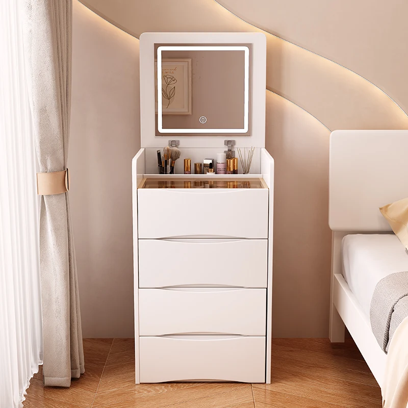 

White Luxury Dressers Vanity Nordic Mirror Drawer Bedroom Cosmetics Minimalist Makeup Room Modern Penteadeira Household Items