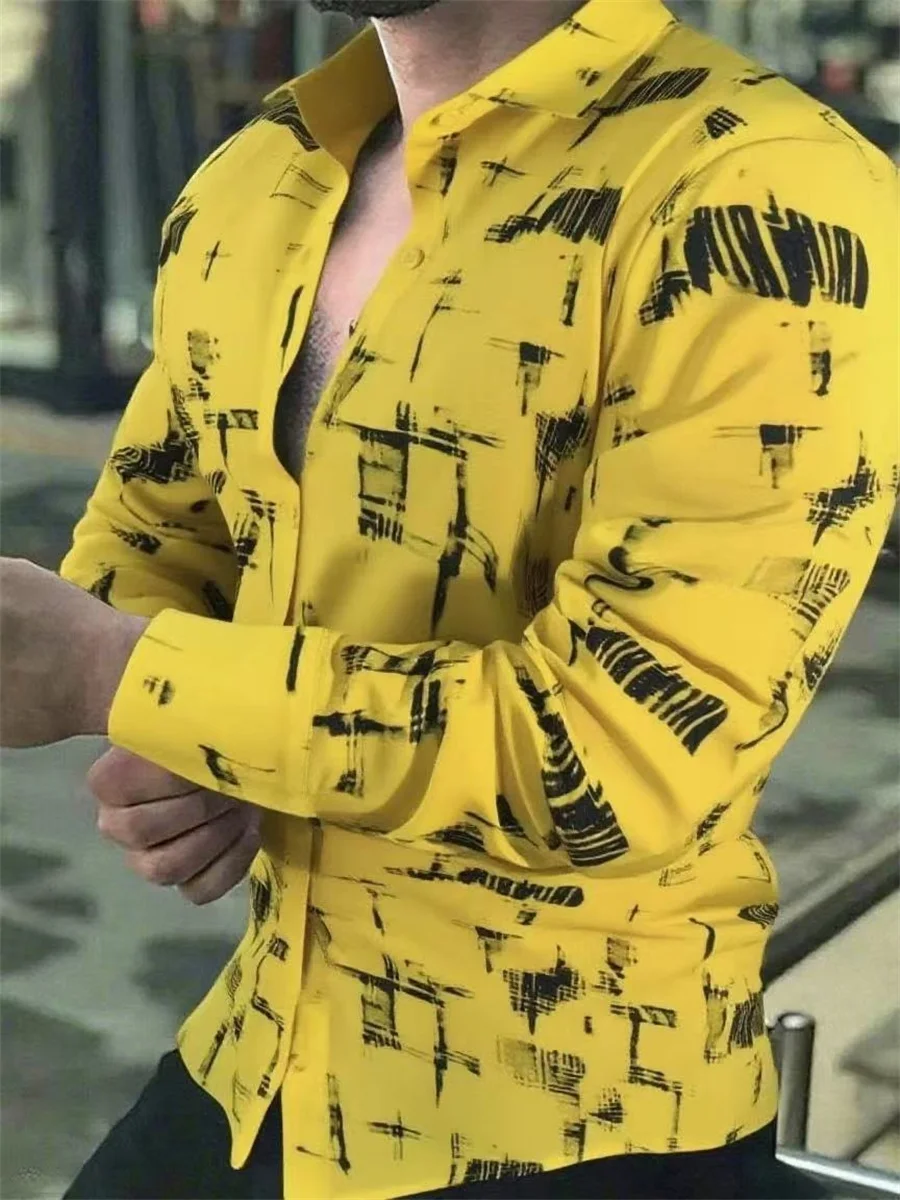 2025 Camicia da uomo nuova Camicia casual da esterno lunga allentata Stampa 3D vintage Bottone con risvolto Moda Streetwear Tessuto confortevole 6