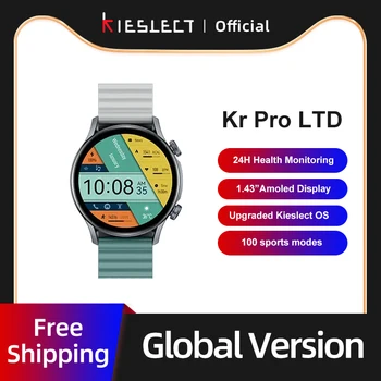 Kieslect Kr Pro LTD 남성용 스마트 워치, HD 컬러풀 아몰레드 스크린, 24 시간 건강 모니터링, 100 스포츠 모드, 1.43 인치